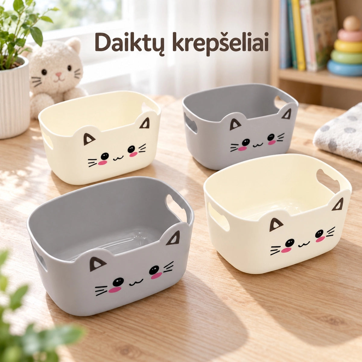 4 plastikinių indelių rinkinys smulkmenoms (4 vnt.)