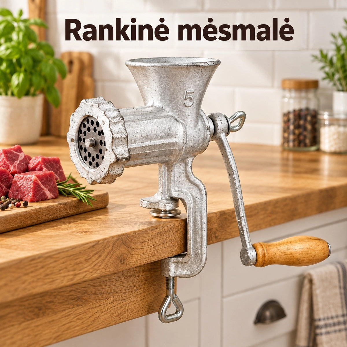 Aukštos kokybės rankinė mėsmalė Nr. 5