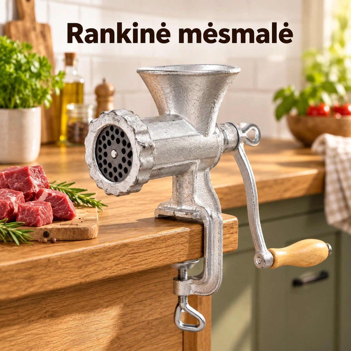Aukštos kokybės rankinė mėsmalė Nr. 8