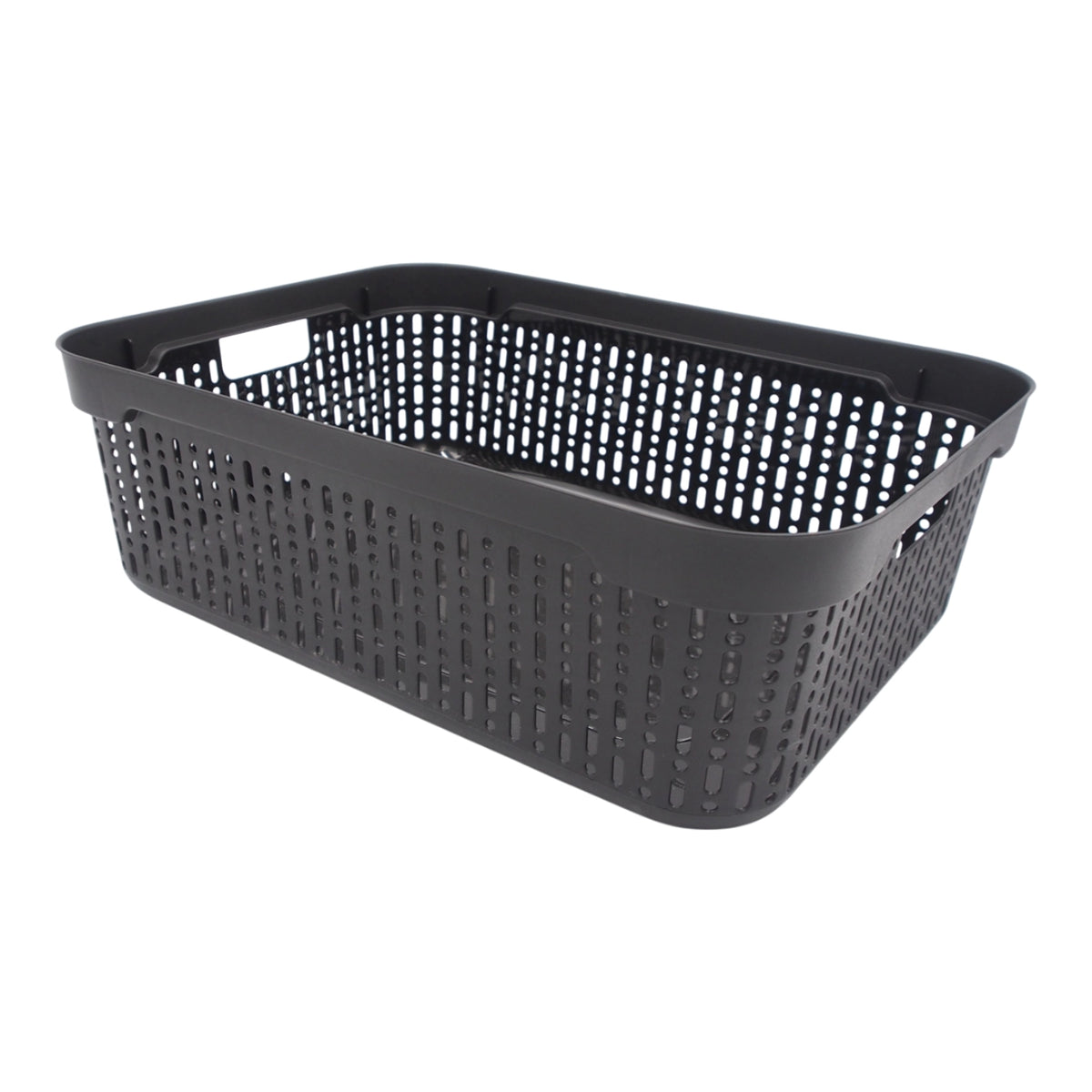 Plastikinė dėžutė su skylutėmis, 30 × 20 × 9 cm JUODA