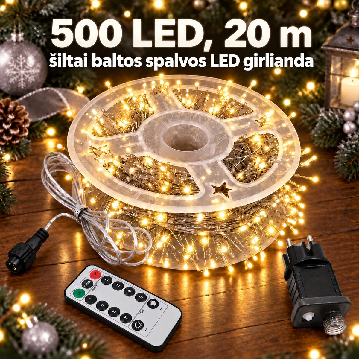 500 LED, 20 m spalvota LED girlianda