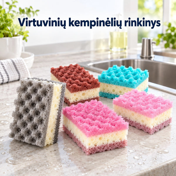 Aukštos kokybės valymo kempinės, 5 vnt.