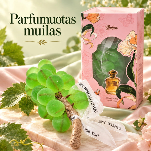 Kvapnus žalios vynuogių kekės formos muilas su virvele