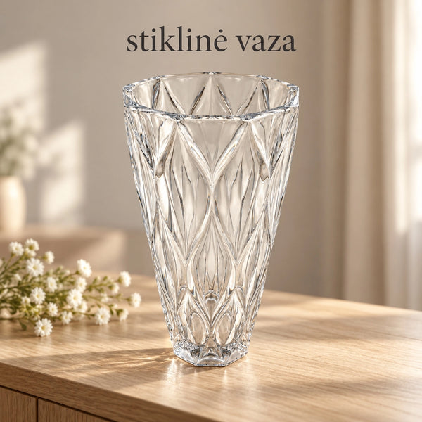 „Ledo kristalai“ elegantiška stiklinė vaza