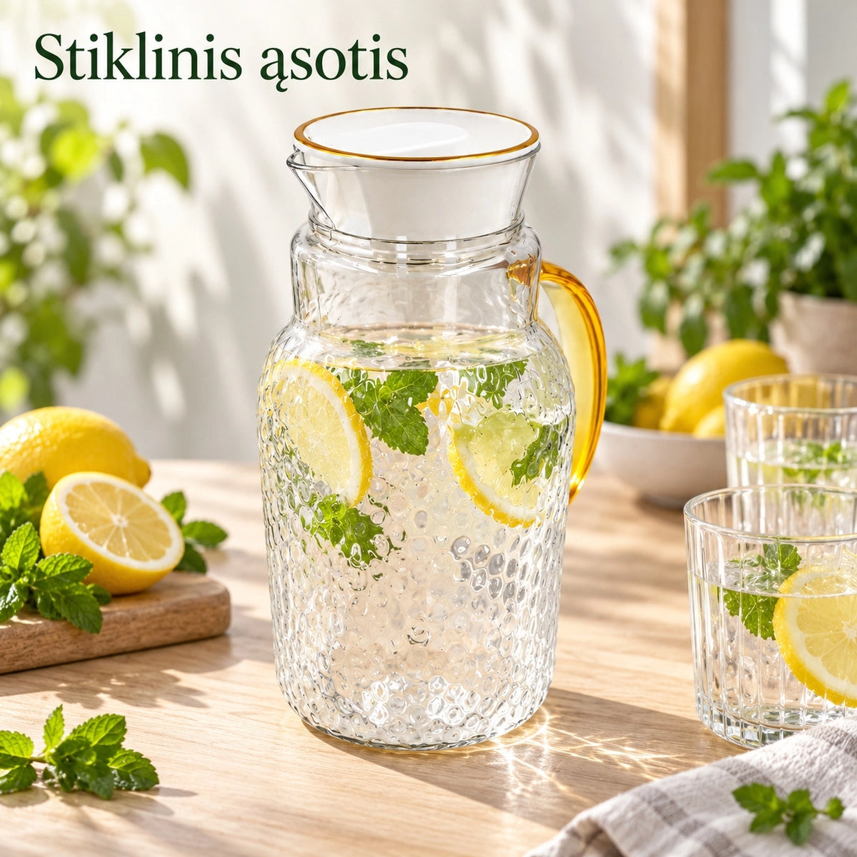 Plastikinis asotis su dangčiu ir rankena 1600 ml