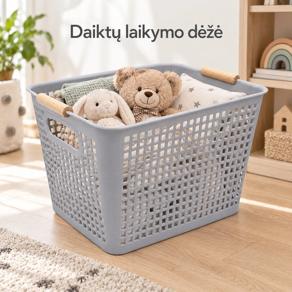 Plastikinis daiktų laikymo krepšys su rankenomis