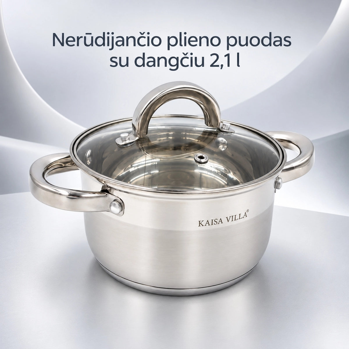 Puodas su stikliniu dangčiu 2,1 l