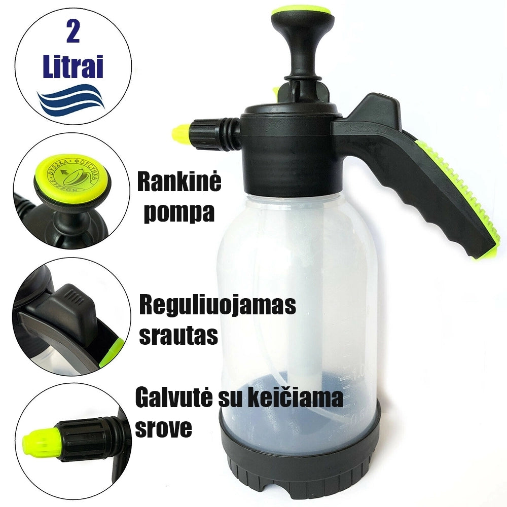 Rankinis slėginis sodo purkštuvas 2 l (skaidrus)