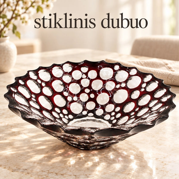 „Rubino burbulai“ dekoratyvinis stiklinis dubuo