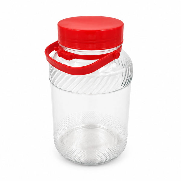 Stiklinis stiklainis su dangteliu ir rankena, 5 l